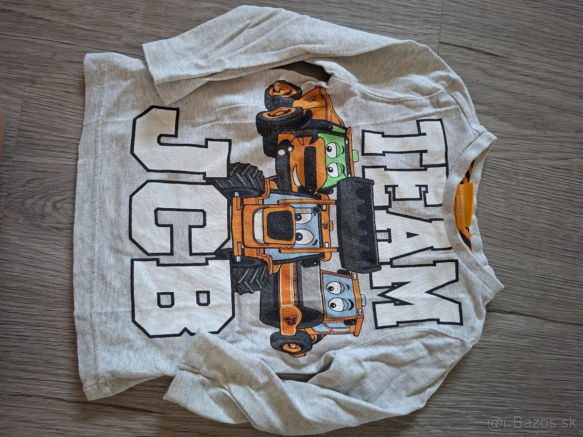 Krémové tričko s traktormi 92