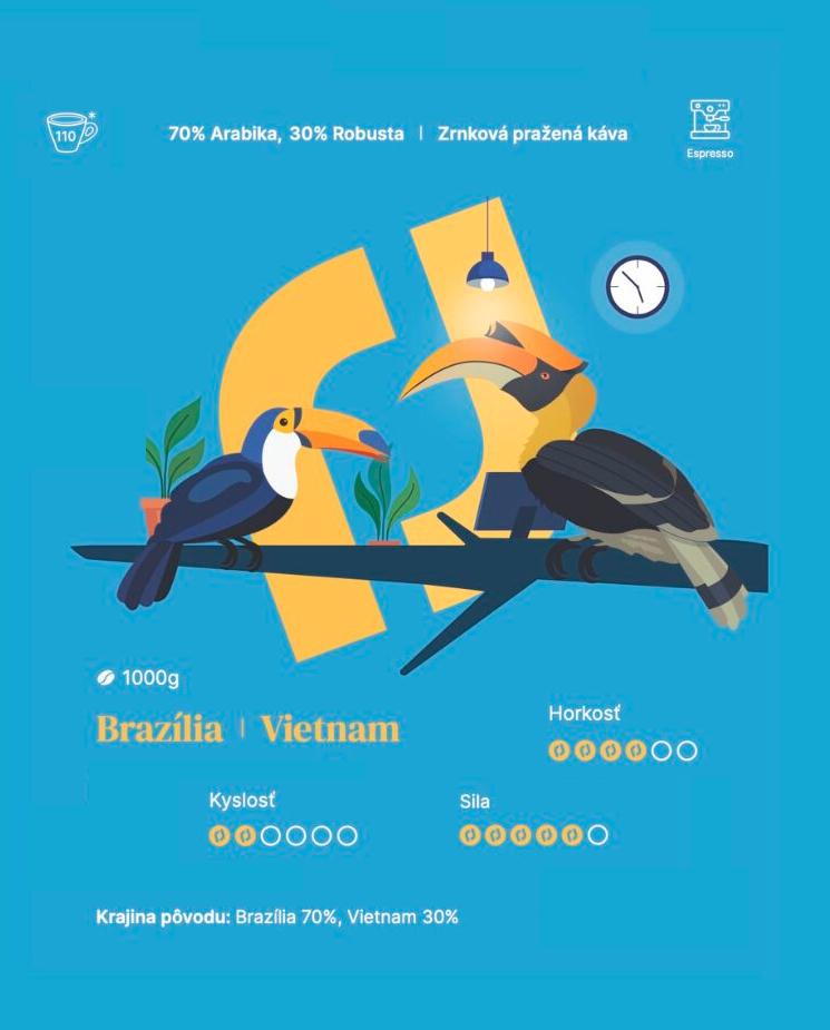 Zrnková káva Arabica / Robusta - 1 kg