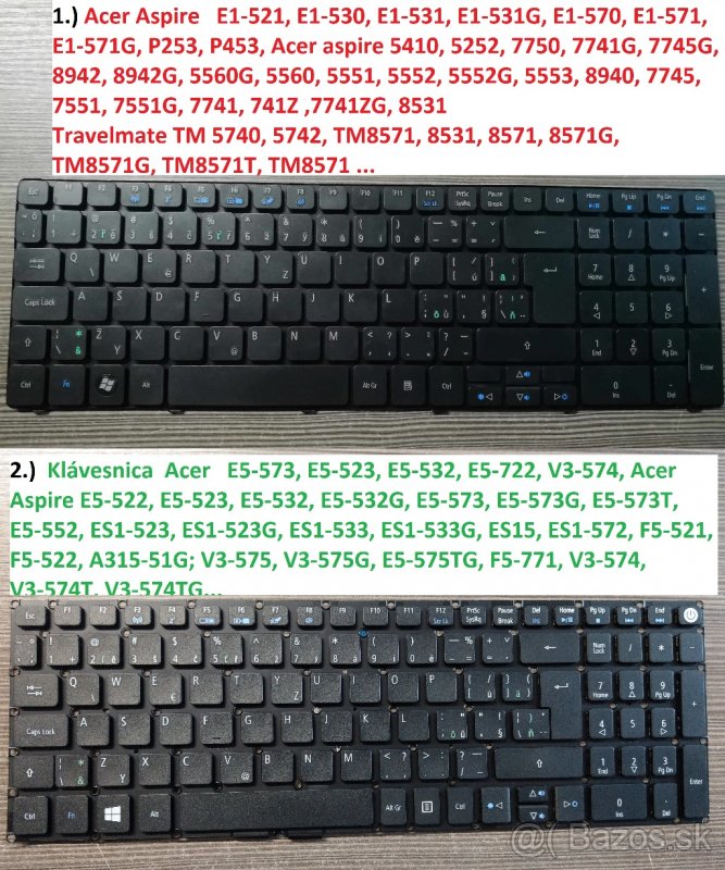 Klavesnice SK na Acer E1-521 E1-531;; E5-573, E5-523, E5