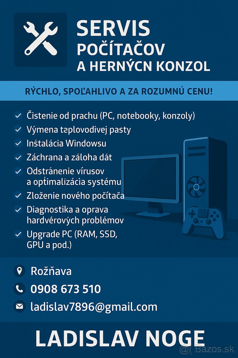 🛠️ Servis počítačov a herných konzol