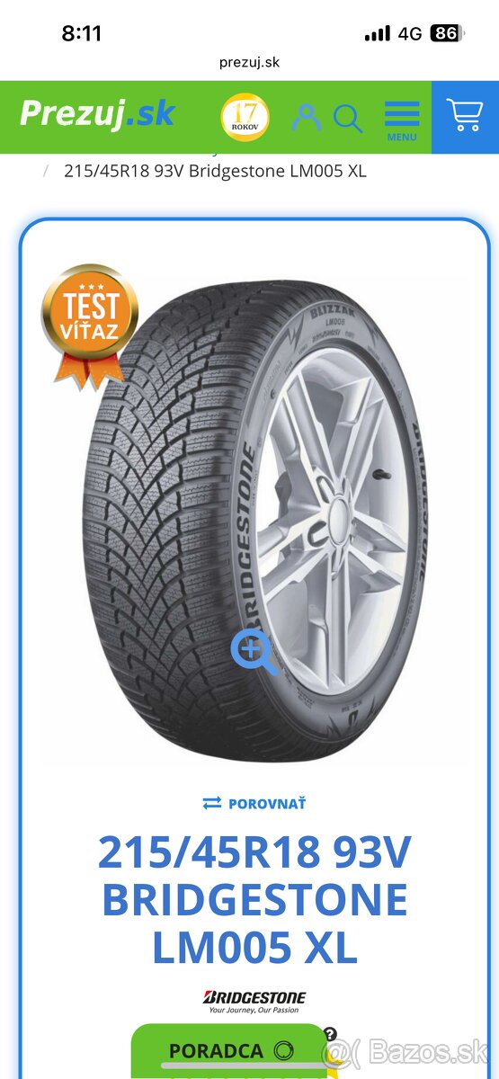 Predam zimne gumy Bridgestone R18
