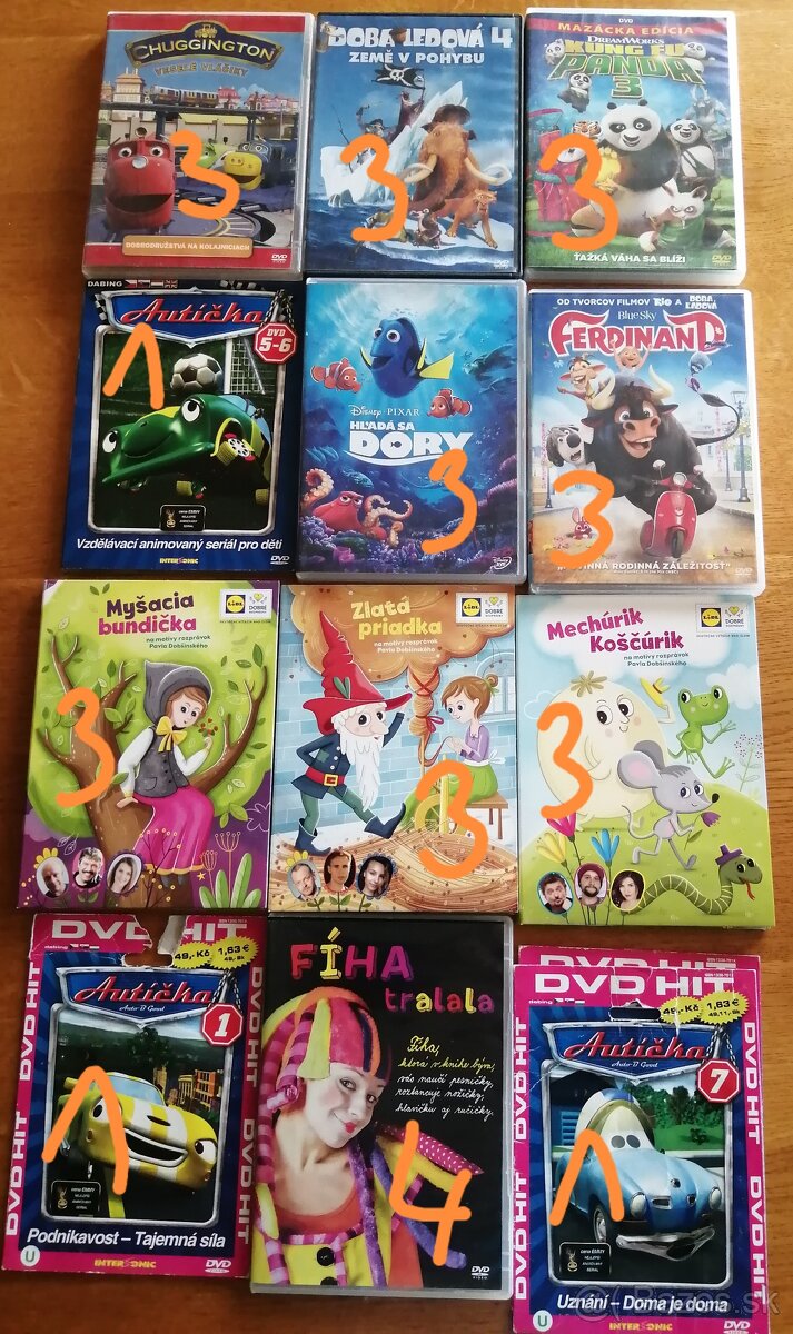 DVD, CD rozprávky, Fiha tralala, Dory...