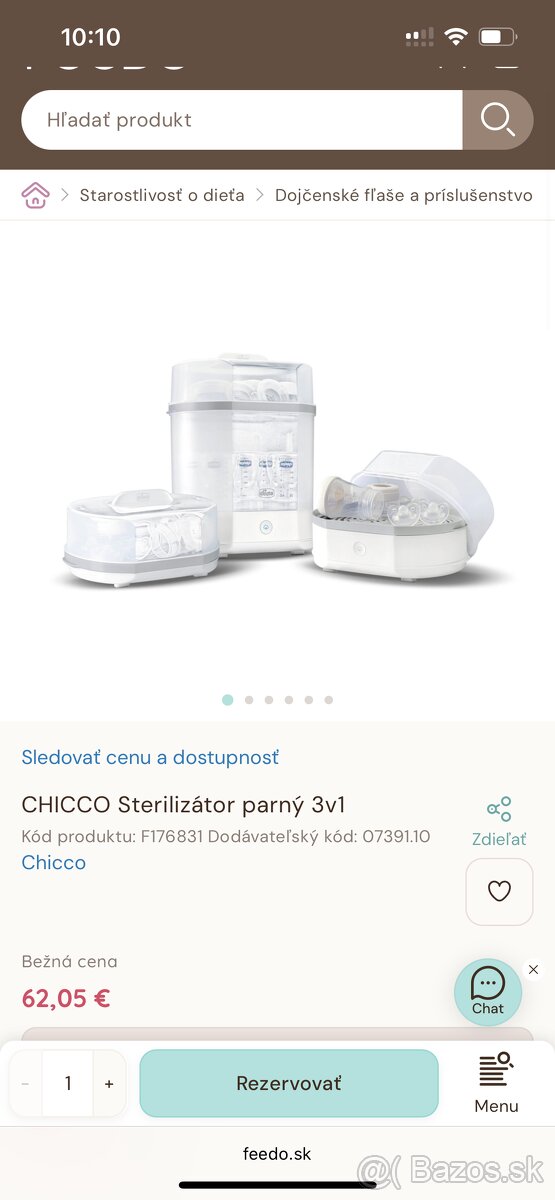 CHICCO Steam Steriliser elektricky sterilizátor 3 v 1