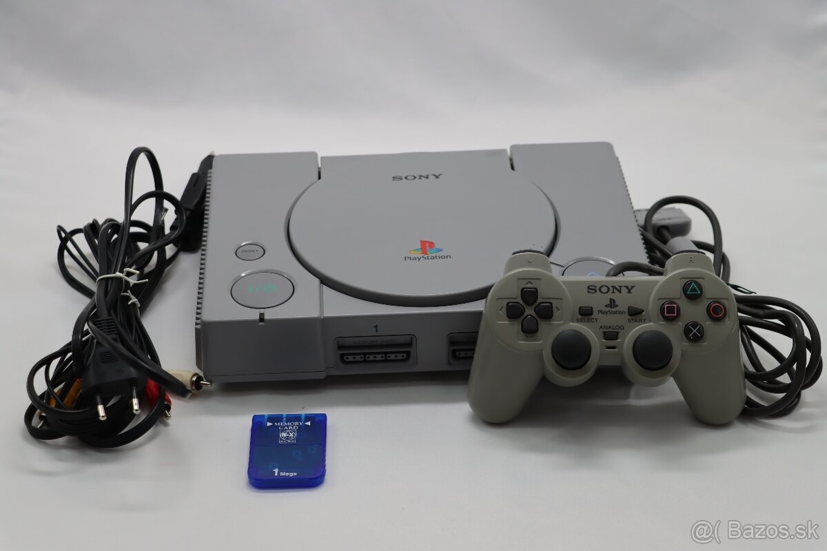 PS1 SCPH-9002 + ovládač + káble + karta