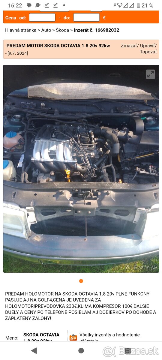 PREDAM MOTOR SKODA OCTAVIA 1.8 20v 92kw