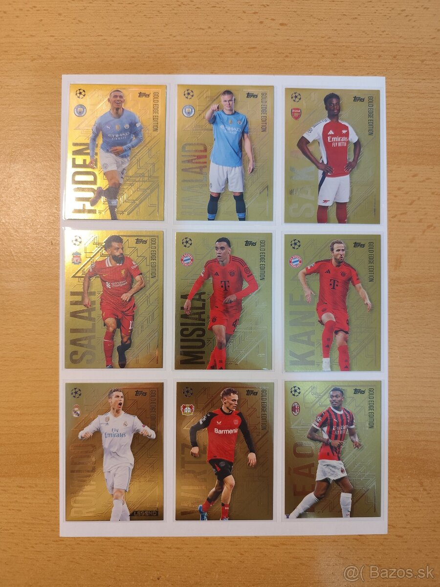 Kartičky Gold edge topps match attax 2024/25 set 1-9