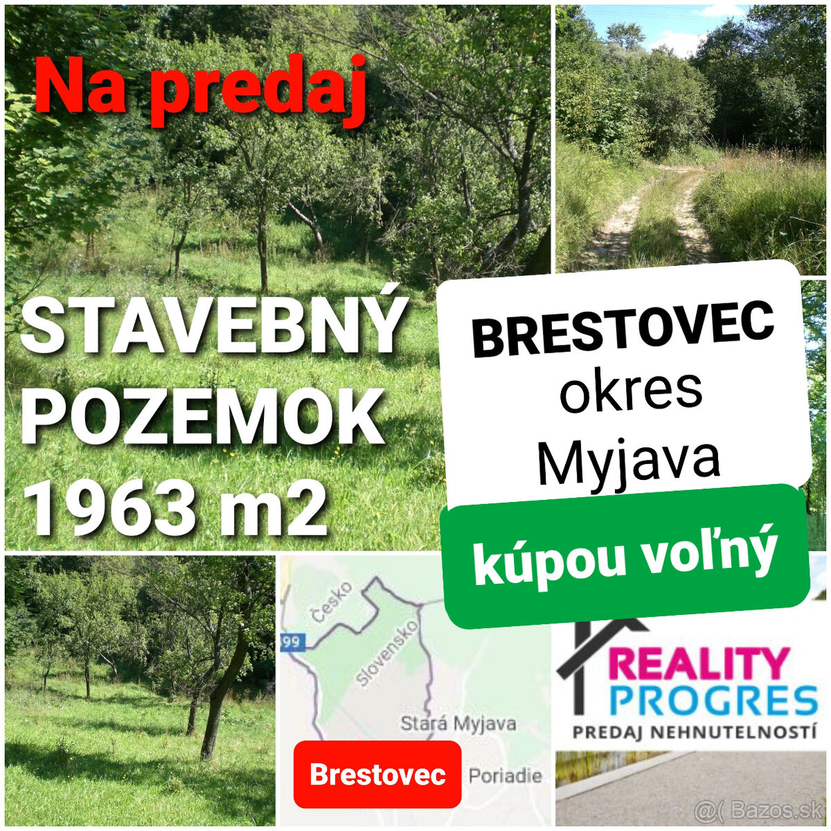 STAVEBNÝ POZEMOK PRI POTOKU 1963 m2 BRESTOVEC okres MYJAVA