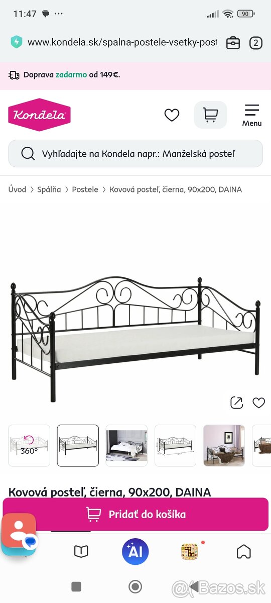 Kovová posteľ