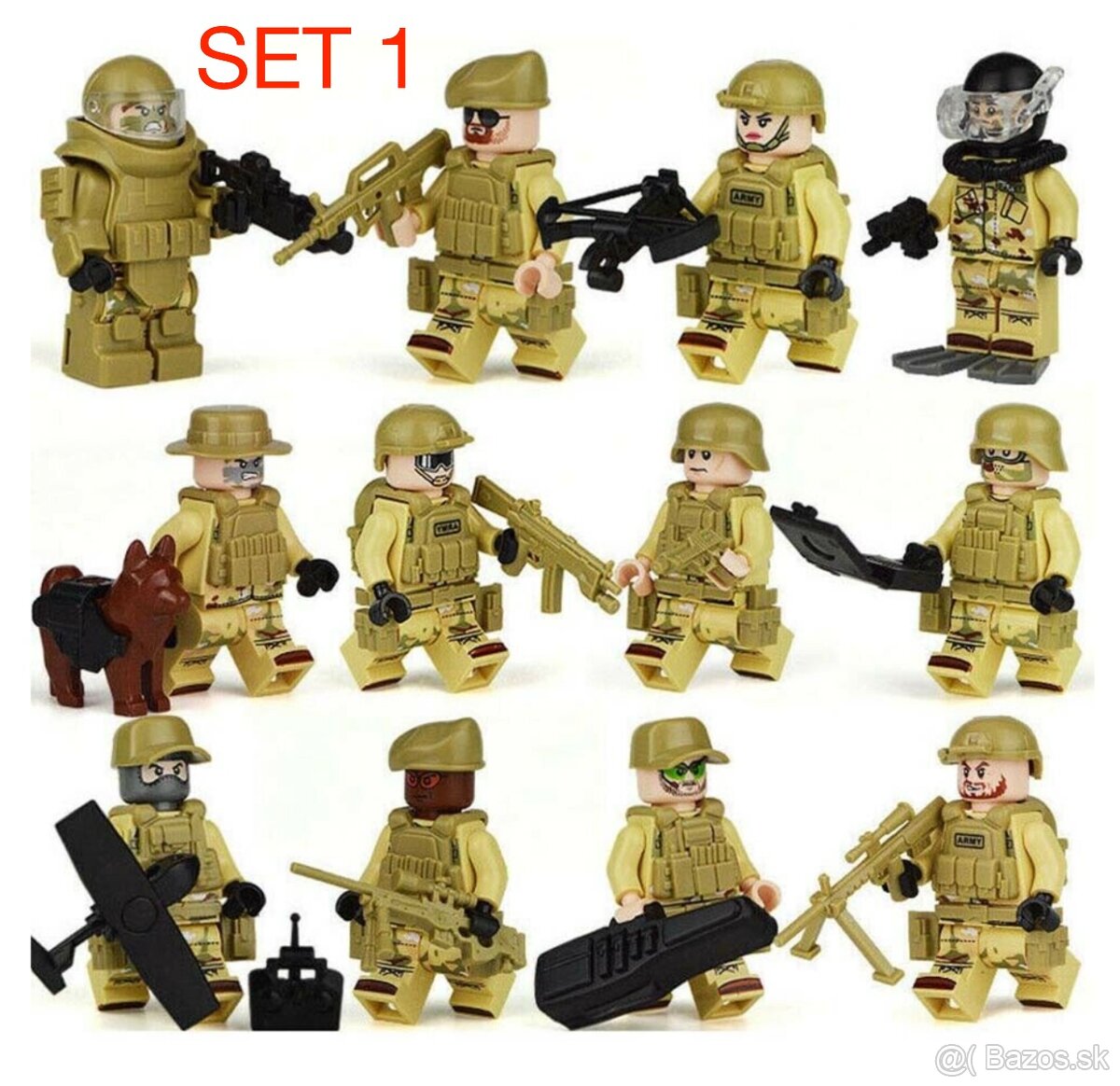 Rôzne sety vojakov (8ks) 1 + doplnky - typ lego