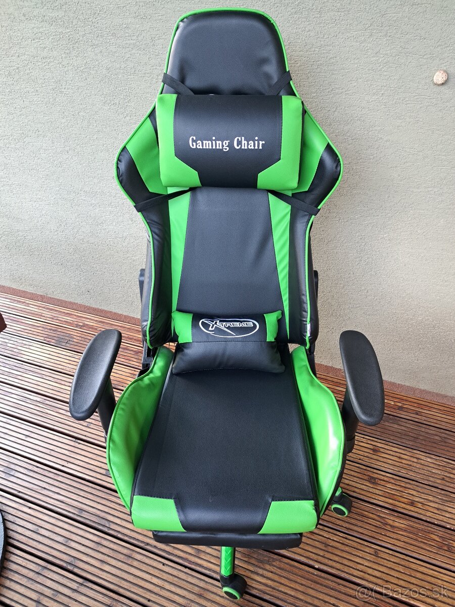 vidaXL Otočná herná stolička zelená