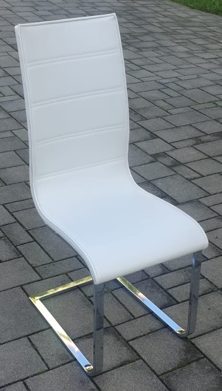 Moderné biele jedálenské stoličky s chrómovou podnožou - 6 k