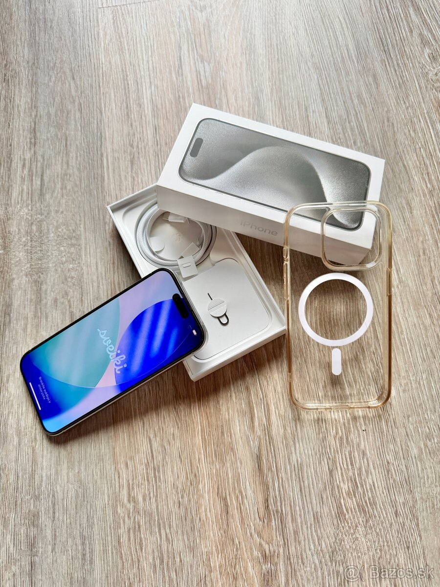 iPhone 15 Pro – 256 GB – Biely titán – TOP STAV 📱
