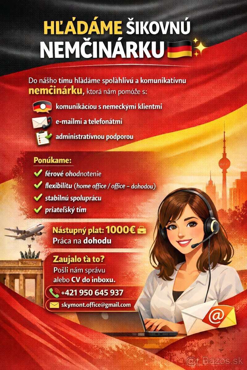🇩🇪Hľadáme šikovnú Nemčinárku 🇩🇪