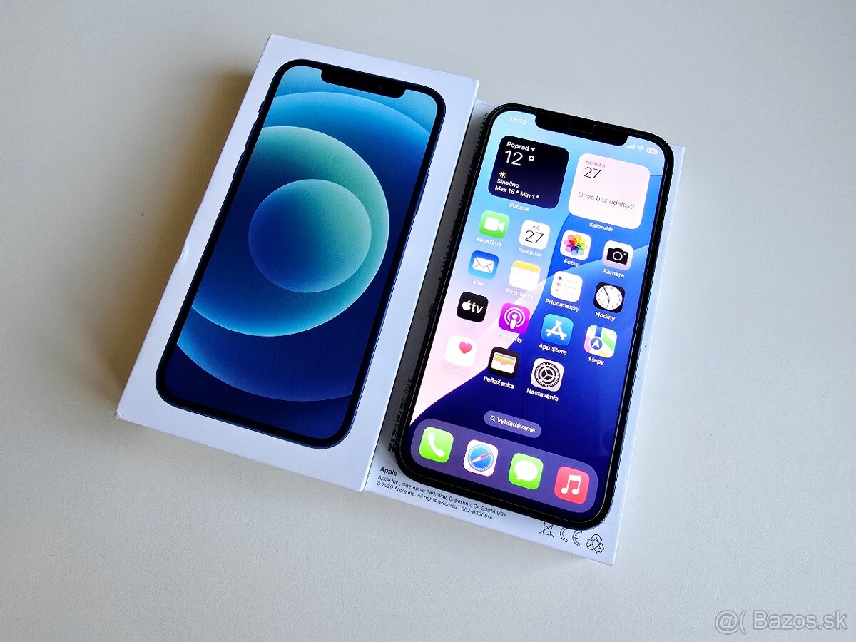 APPLE IPHONE 12 64GB BLUE TOP STAV,BATERKA 100%
