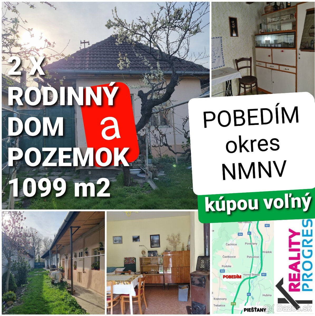 RODINNÝ DOM a POZEMOK 1099m2 POBEDÍM 10 km od PIEŠŤANY