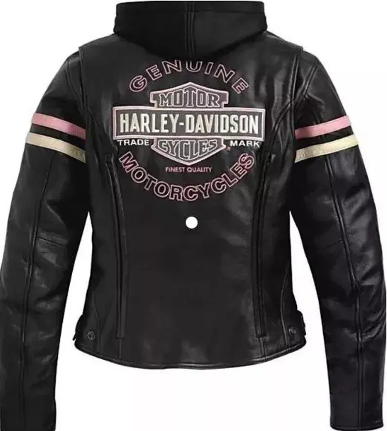 Moto Kožená Dámska Bunda S Kapucňou Harley Davidson