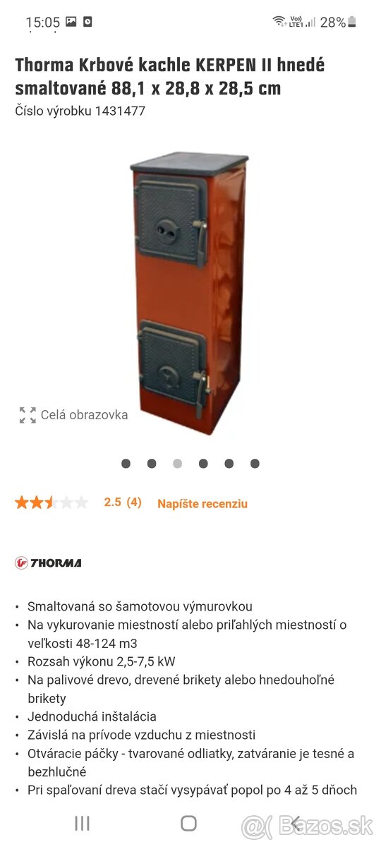 Predám málo používané kachle Thorma(Peterky)