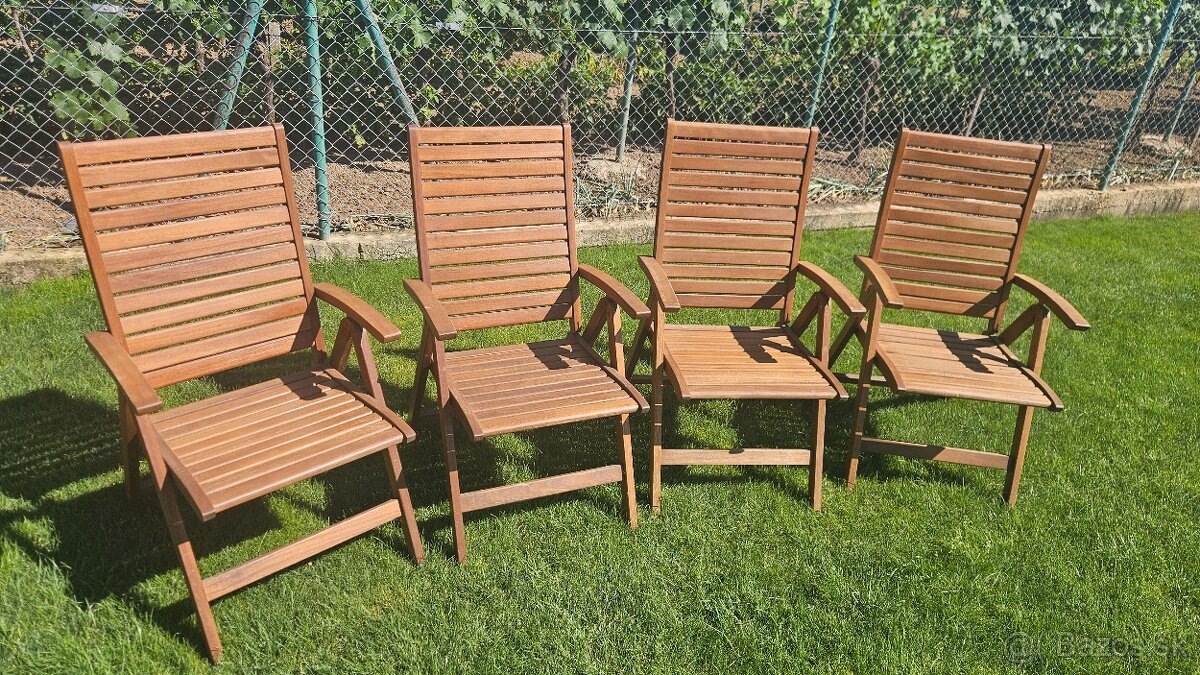 Zahradne polohovatelne stolicky - 4ks