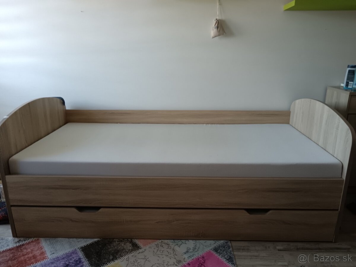 Výsuvná posteľ DREVONA REA ABRA s roštami a matracmi
