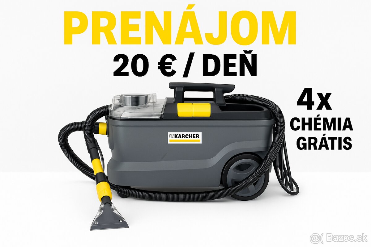 Prenájom tepovača Kärcher Puzzi 10/1 – vyčistite si sedačky,