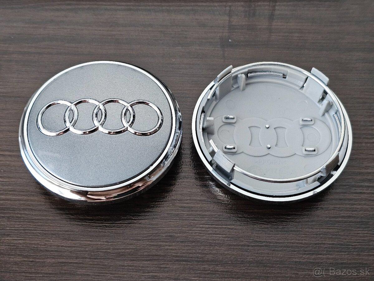 Audi 77mm stredové krytky strieborné