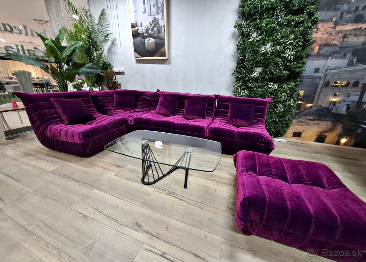 Luxusná zamatová modulárna sedačka