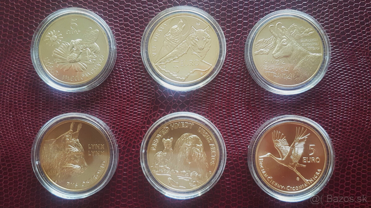 Fauna a flóra - 5 € komplet emitovaných mincí