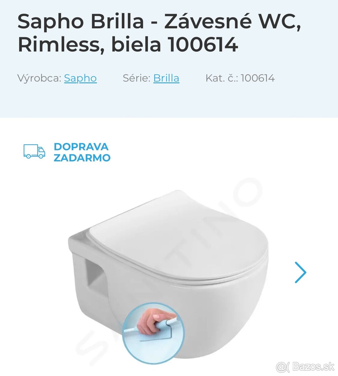 Sapho Brilla - Závesné WC + Sapho doska soft close