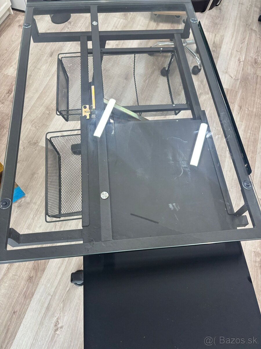 Kresliaci stôl - 120 x 60 x 90 cm - nakloniteľný - sklenená