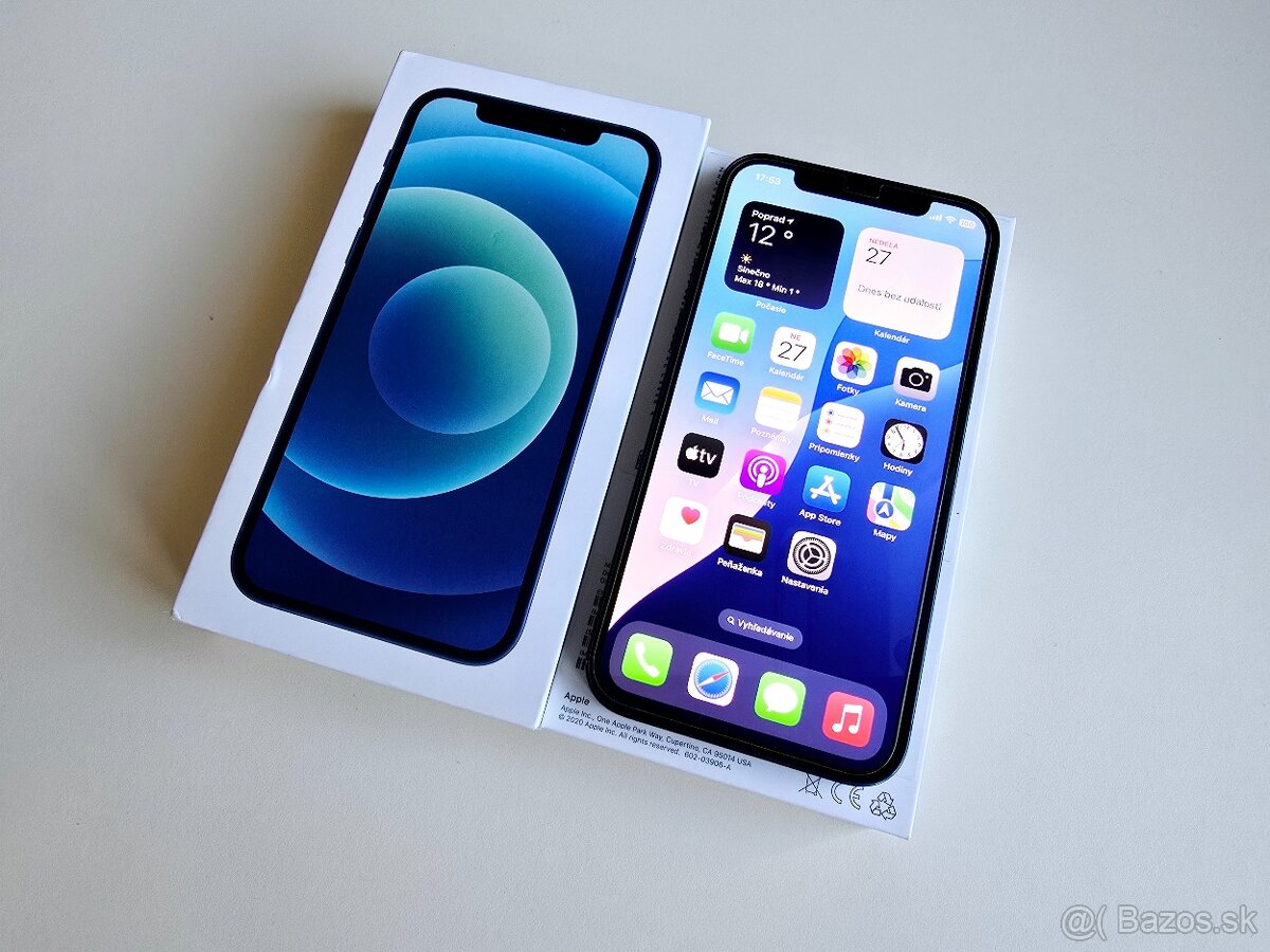APPLE IPHONE 12 64GB BLUE TOP STAV,BATERKA 100%
