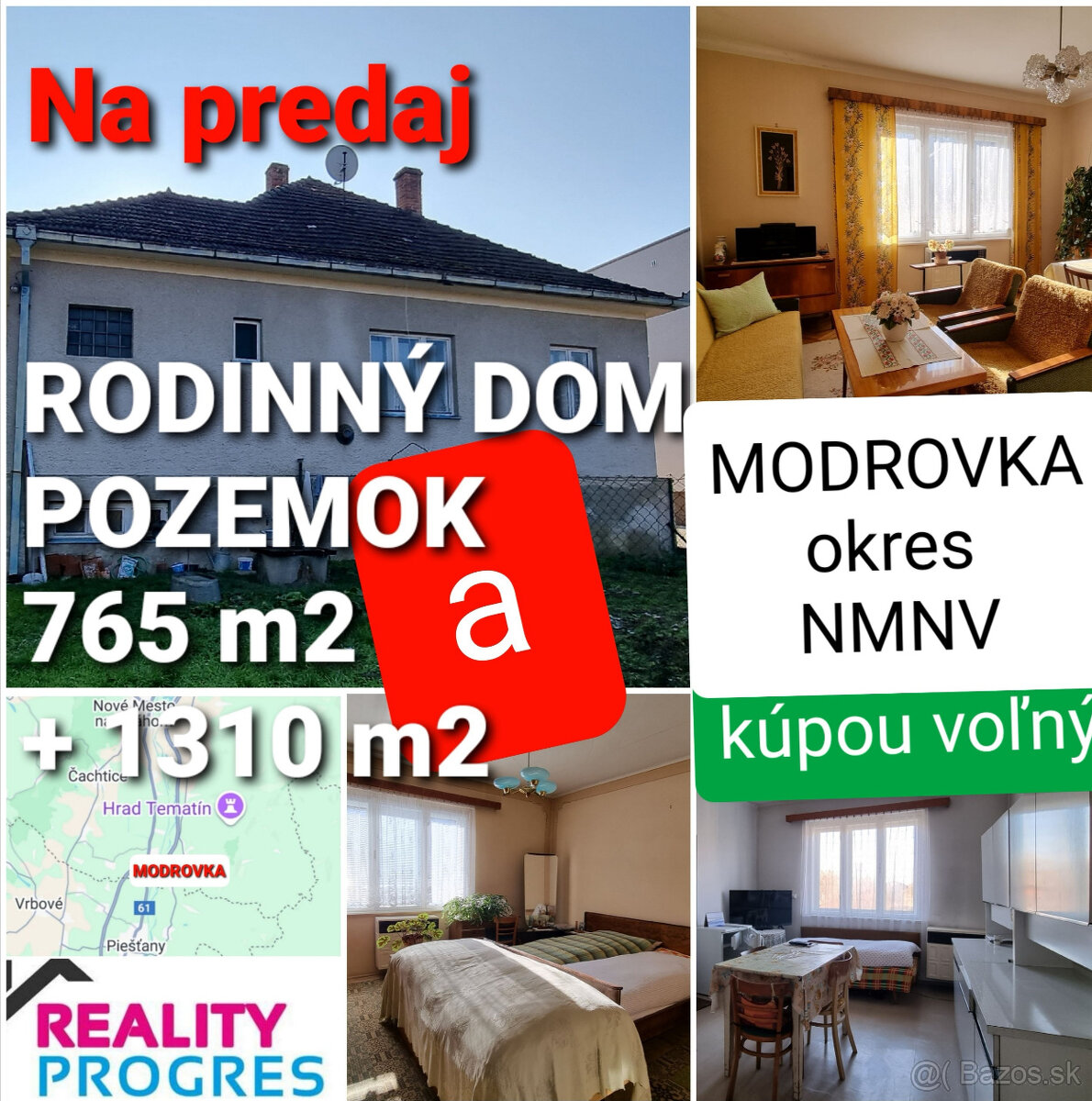 RODINNÝ DOM a POZEMOK 765m2 MODROVKA 10 km od PIEŠŤANY