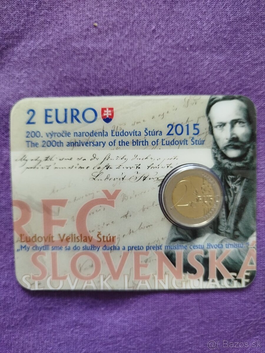 2 euro minca Slovensko 2015 Štúr coincard