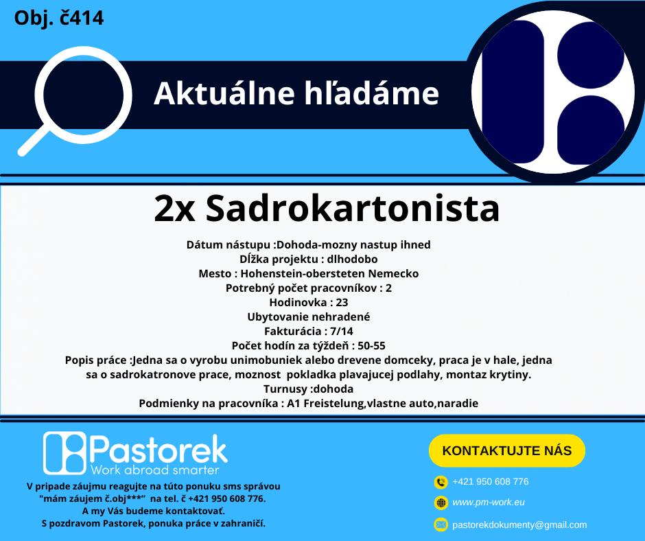 Sadrokartonisti a aj iné stavebné práce NEMECKO