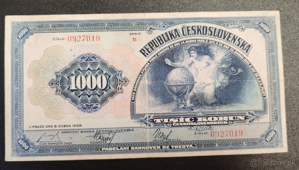 1000 kč, 1932, seria B, Československo