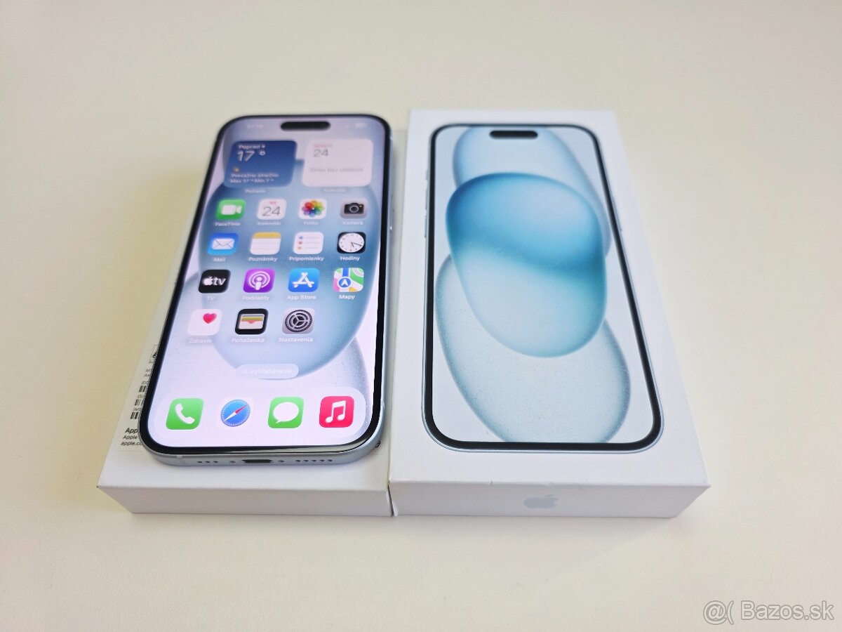 Apple iPhone 15 BLUE 128GB TOP STAV