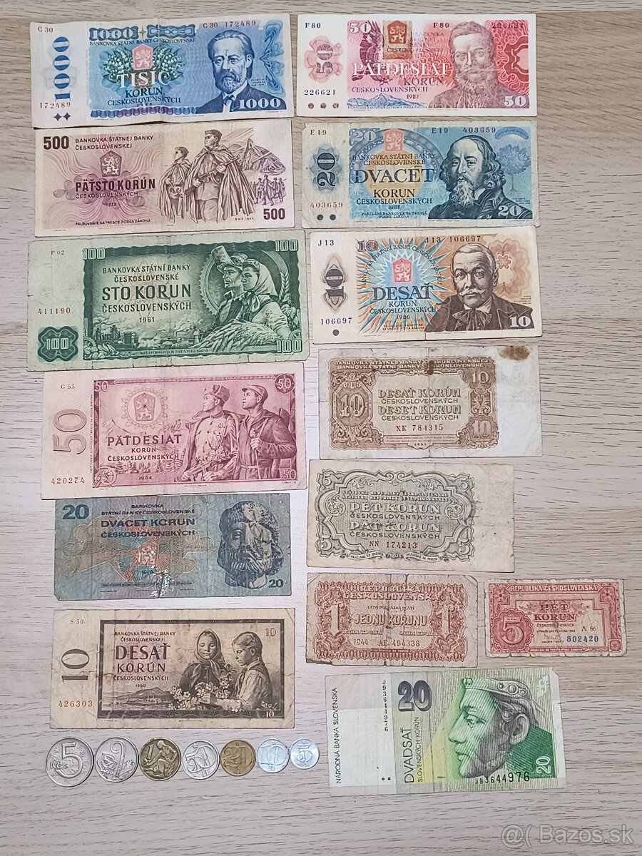 PREDANÉ  STARÝCH ČESKOSLOVENSKÝCH_BANKOVIEK a MINCÍ