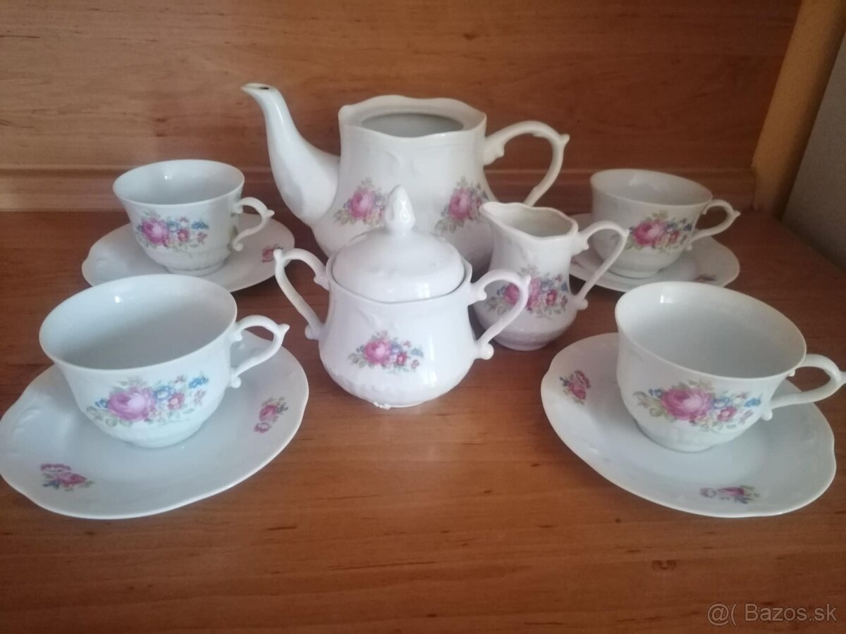 Čajová súprava, porcelánové misky, poháre