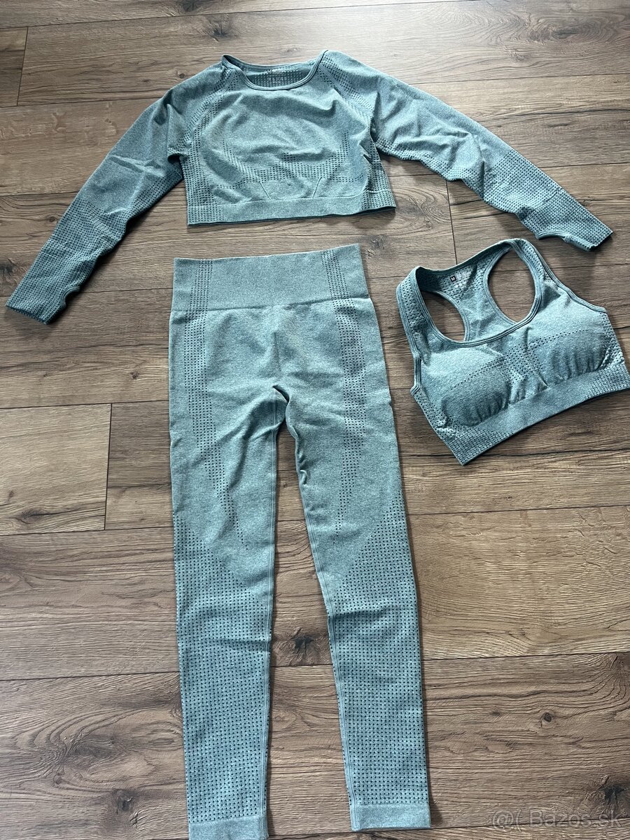 Damsky mentolovy elasticky 3 ks set na cvicenie, vel. M