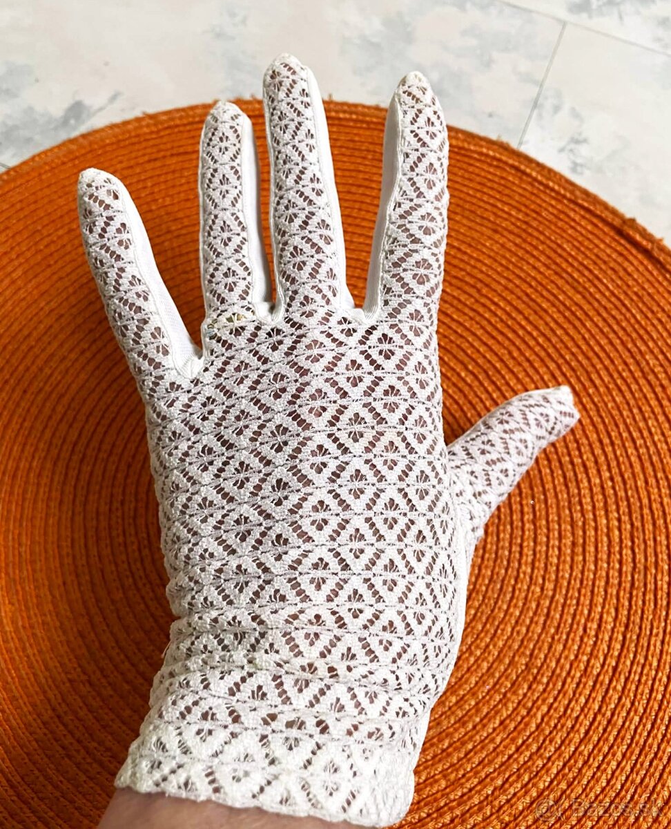 Vintage čipkované nylonové rukavice