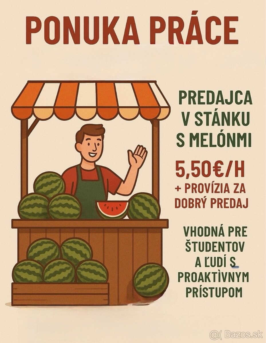 Predajca melónov v stánku