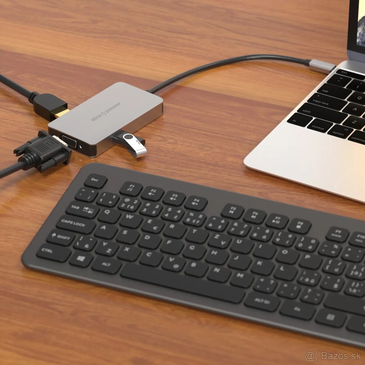 USB-C Dock Station 6 v 1, AlzaPower Metal, vesmírno-sivý