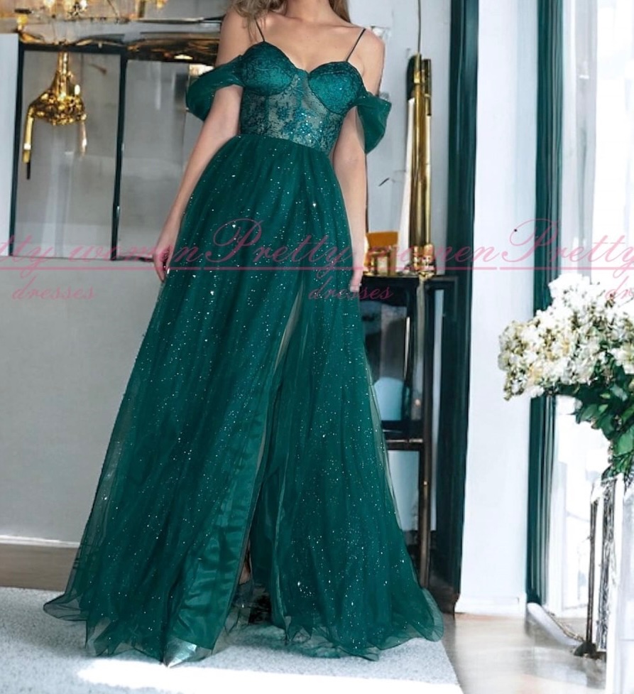 Smaragdové spoločenské šaty 38/M