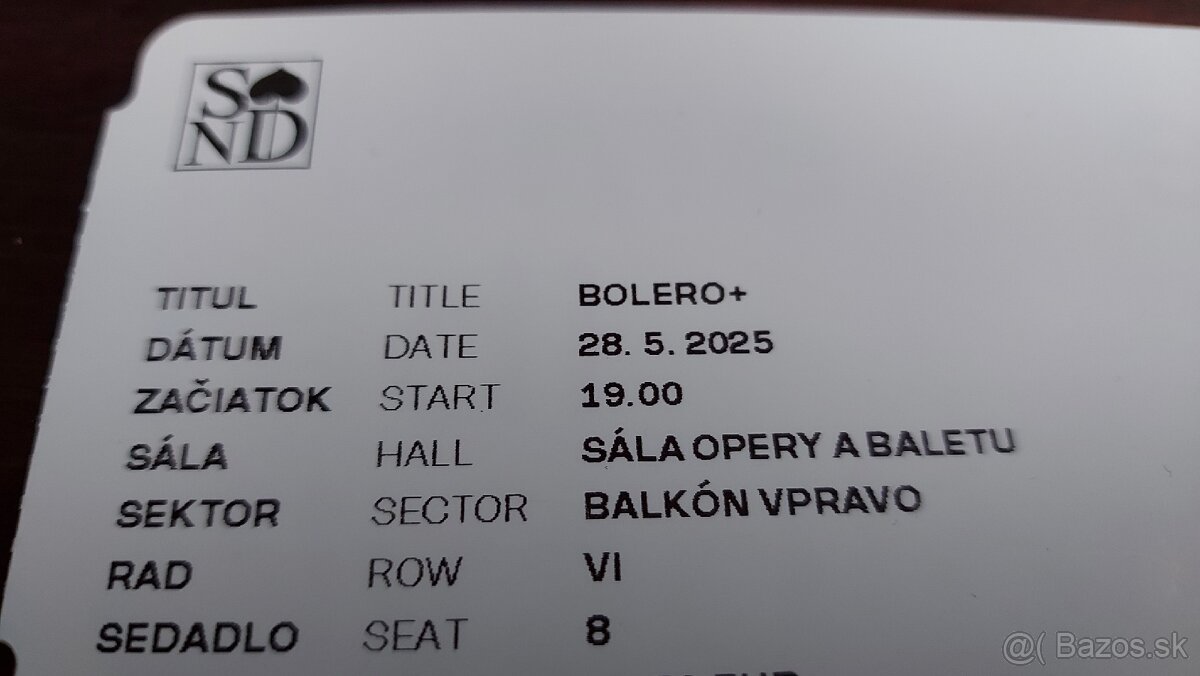 Bolelo- 2 lístky, balkón, 28.05.2025