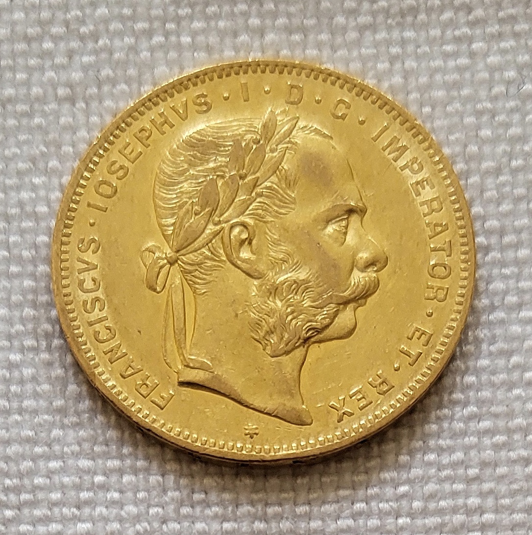 Zlatý rakúsky 8 zlatník FJI 1871 bz, vzácnejší druhý ročník