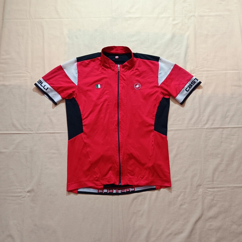 Castelli červený cyklistický dres tričko na bicykel XXL (M)