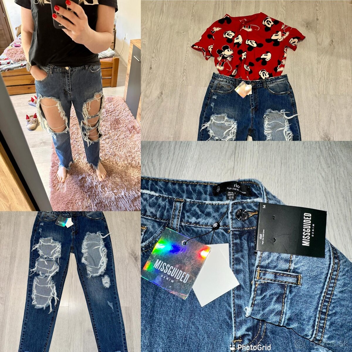 Missguided stylove roztrhane nove dzinsy-rifle