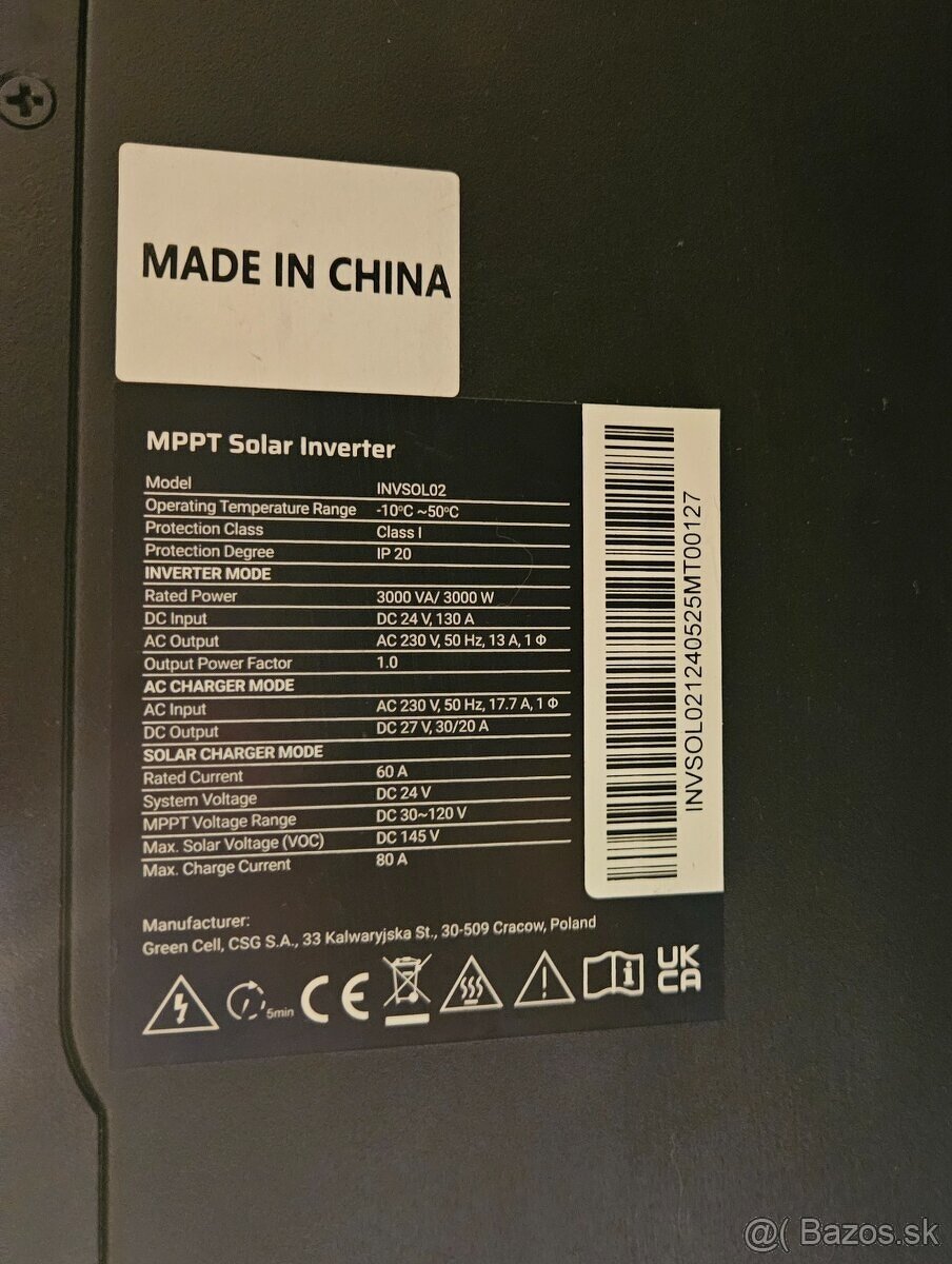 Solarný MENIČ /invertor GC/ MPPT 3000W,nabijačka baterií -