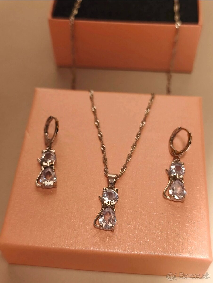 Šperkový set mačky striebro 925