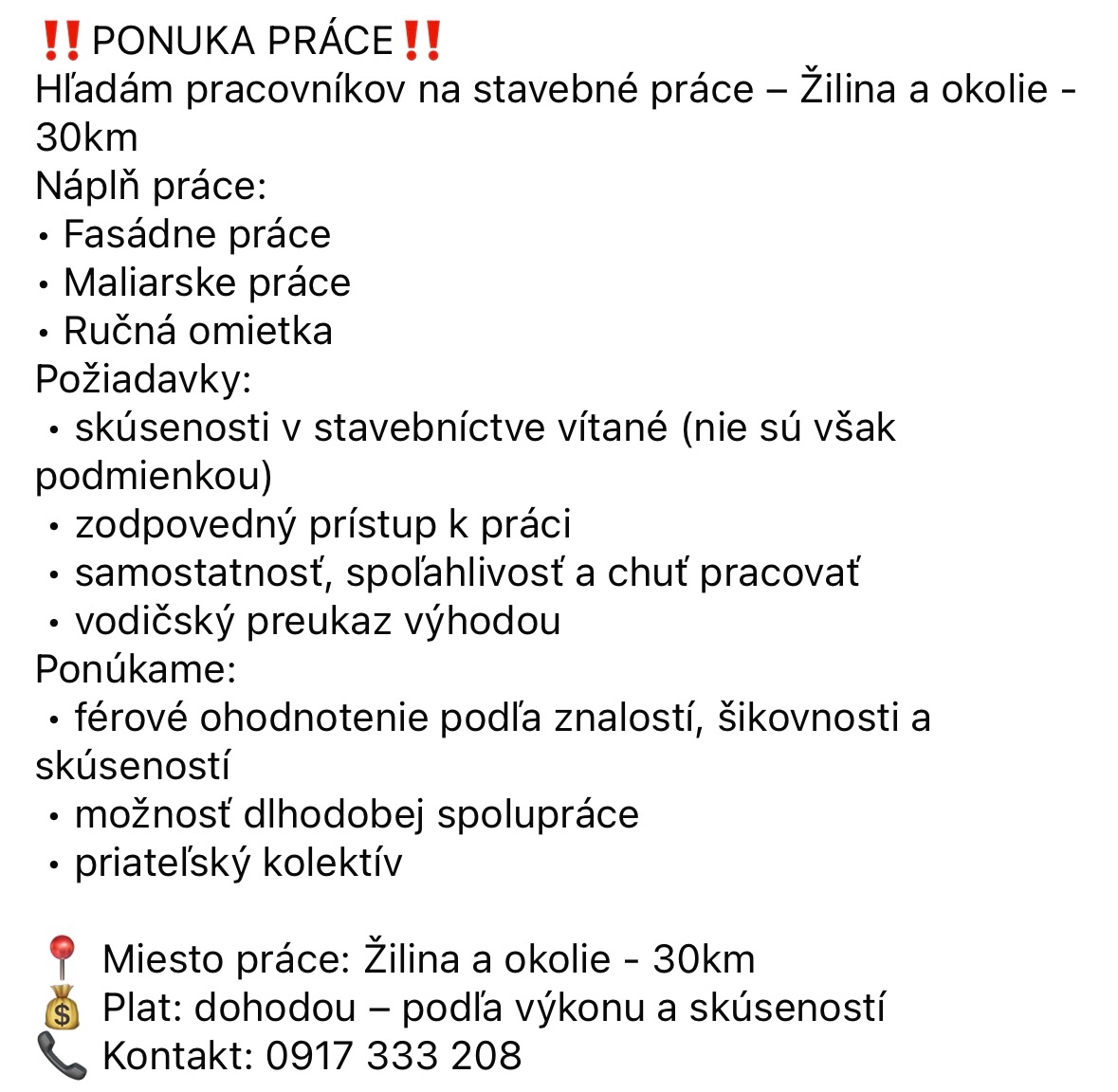 Hľadám pracovníkov na stavebné práce – Žilina a okolie - 30k