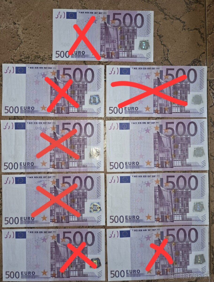 Predám 500 a 200 eurové bankovky
